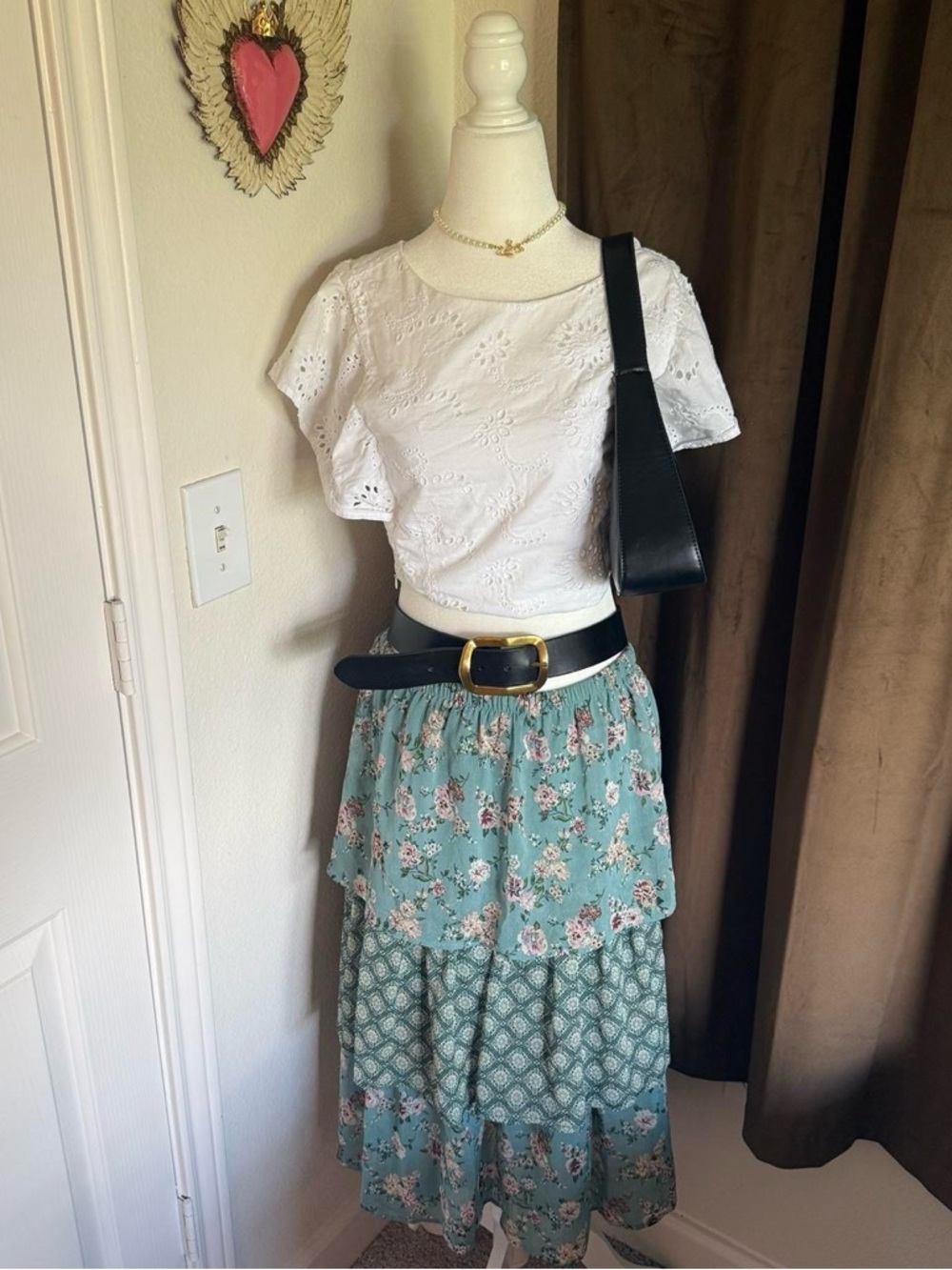 Elegant Floral Maxi Skirt - Teal